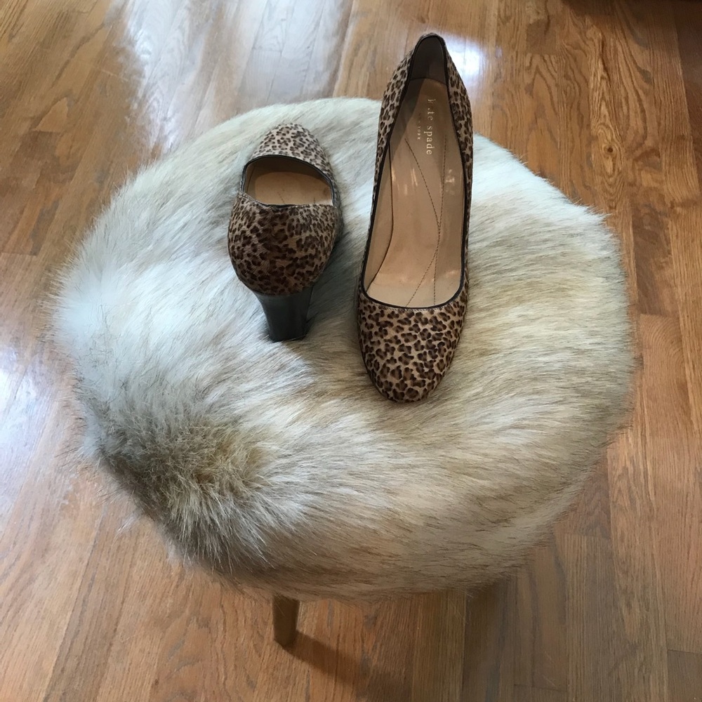 Kate Spade Leopard Pony Hair Wedge Heels, size 8.5